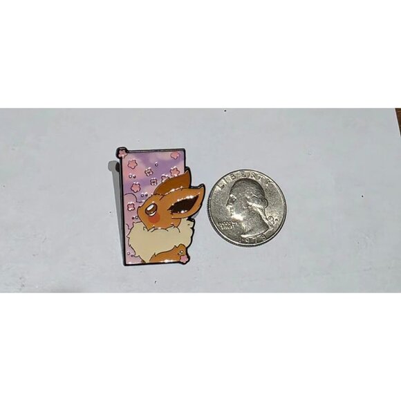 Pokemon Eevee Dreamy Portrait Enamel Pin Cute Pink Sakura Background Design - Picture 4 of 4